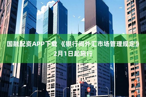 国融配资APP下载 《银行间外汇市场管理规定》2月1日起施行