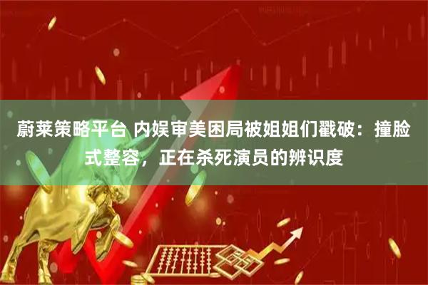 蔚莱策略平台 内娱审美困局被姐姐们戳破：撞脸式整容，正在杀死演员的辨识度